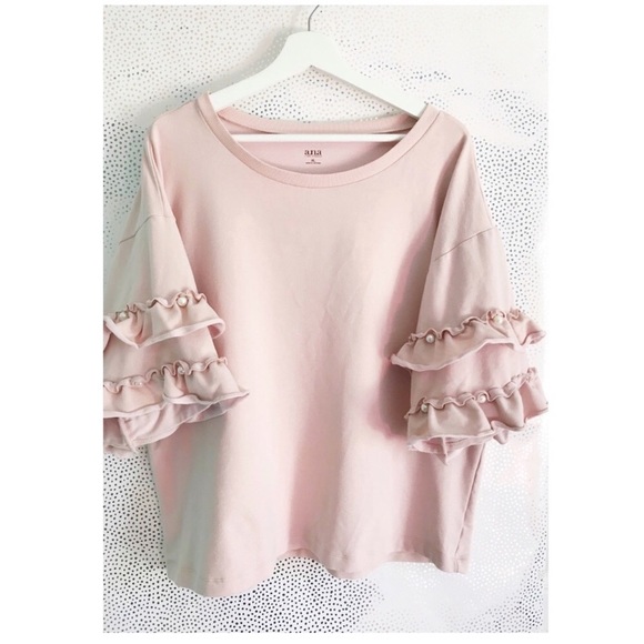 a.n.a Tops - a.n.a Blush Pink Pearl Bell Sleeves Sweater